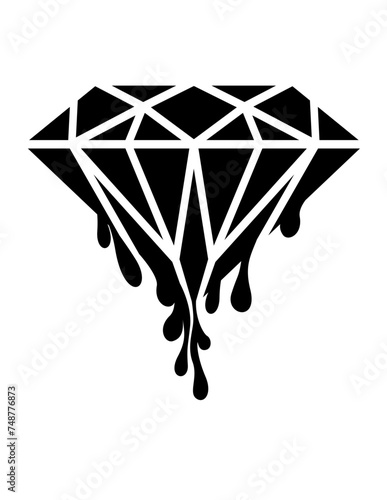 Diamond Dripping | Jewelry | Jewelries | Jewel | Blood Diamond | Gem | Stone | Mine Stone | Mineral | Mining | Original Illustration | Vector and Clipart | Cutfile and Stencil
