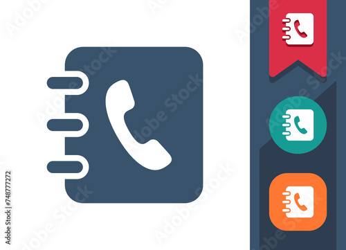 Phone Book Icon. Phonebook, Telephone, Contact List, Contacts