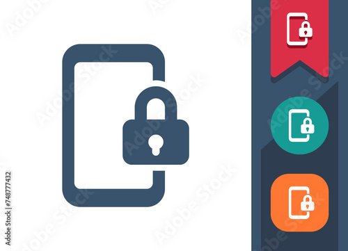 Smartphone Icon. Mobile Phone, Telephone, Lock, Locked, Password