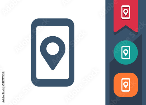 Smartphone Icon. Mobile Phone, Telephone, Location, Map, Destination