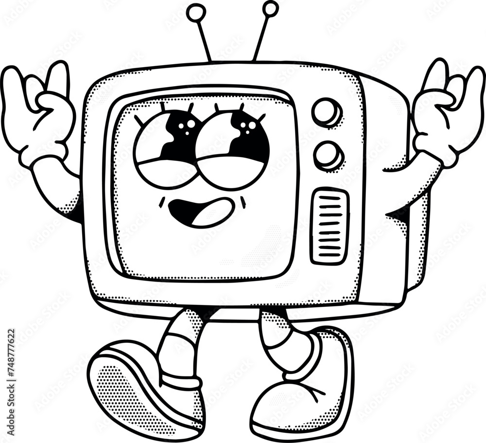 Retro Tv Groovy Mascot Retro Tv Groovy Mascot