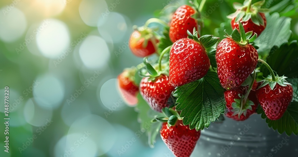 The Innovative Concept of Ripe Strawberries Flourishing in a Flowerpot The Innovative Concept of Ripe Strawberries Flourishing in a Flowerpot
