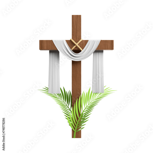 Cruz de Jesus Cristo Elemento 3D Isolado