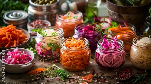 Variety of fermented vegeta...