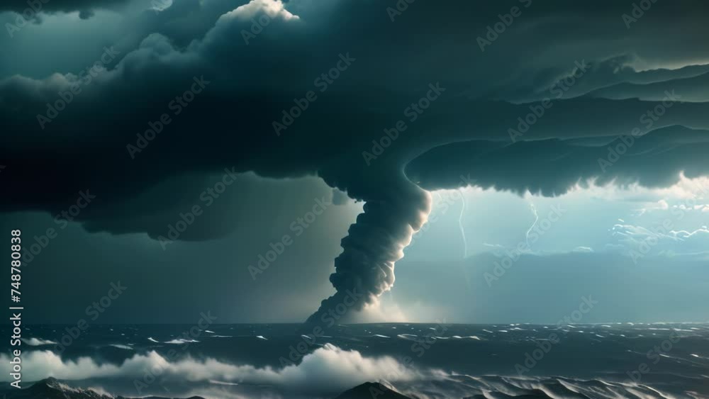 Video animation of waterspout, which is a tornado that occurs over a ...