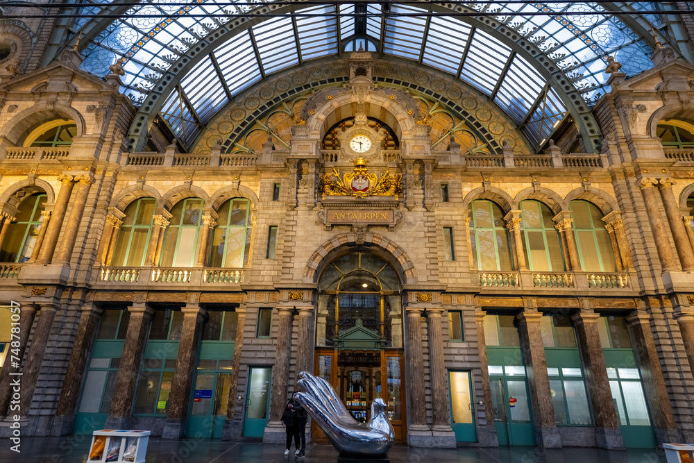Antwerp, Belgium, January 25th, 2024, The entrance hall of Antwerp