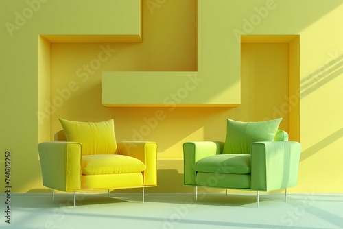 ellow and green color chairs sofa armchai © Zoya