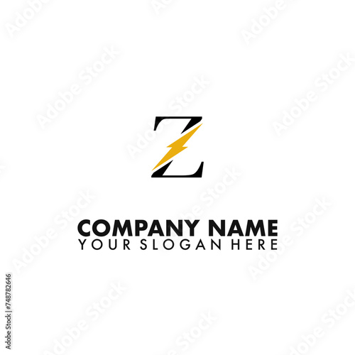 Z with thunderstorms sign logo design vector 
