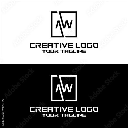 Tableau sur toile creative letter logo aw desain vektor