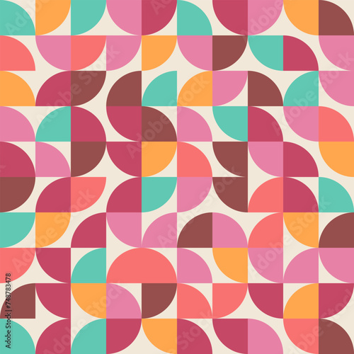 Wallpaper Mural Bauhaus style pattern, vector abstract circles, poster, abstract, illustration, circle, background, geometry, minimal, textile, simple, retro, vintage, banner, bauhaus
 Torontodigital.ca