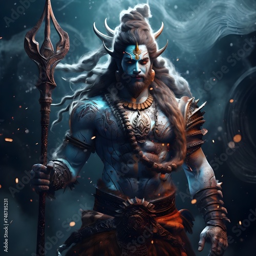 Lord Shiva Front Facing WIth Trident Ai Generated