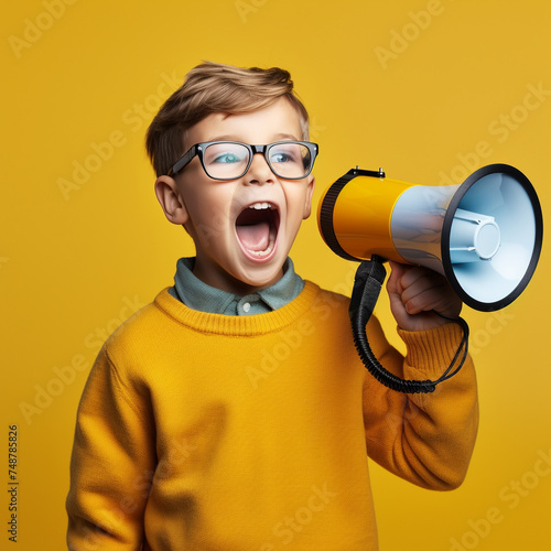 kid shouting through megaphone