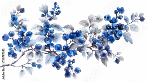 Blueberry bush in watercolors
