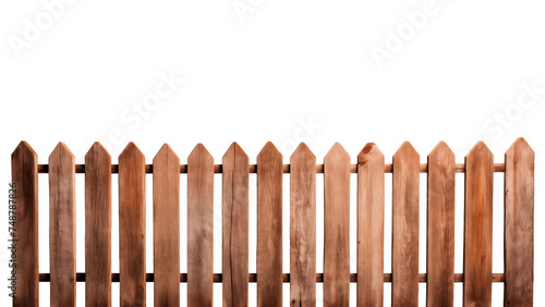 Wooden country fence cut out. Isolated wooden fence on transparent background