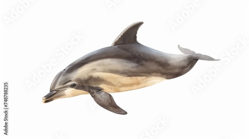 Dolphin Swimming in Watercolors