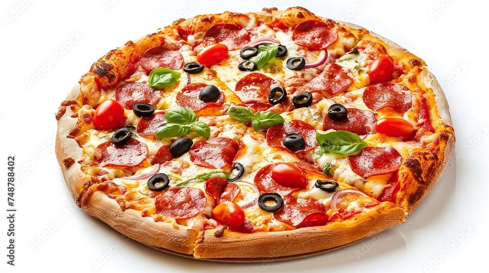 pepperoni pizza isolated on white background pepperoni pizza isolated on white background