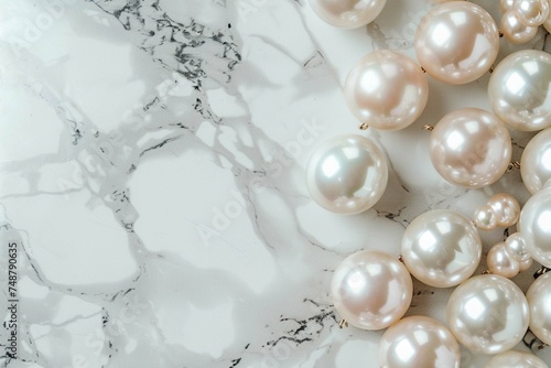 Pearls background Pearls on marble backgr © zoya