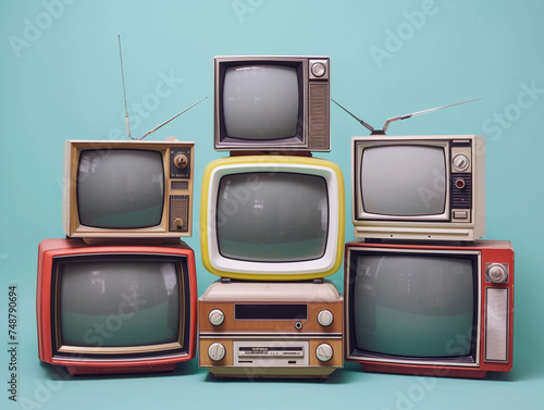 Retro Televisions Piled Up