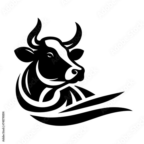 cow with horns logo vector on white background 