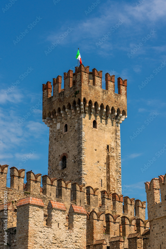 View of Scaliger Castle near Sirmione in Italy.