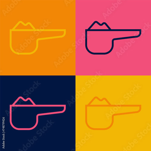 Pop art line Sports nutrition bodybuilding proteine power drink and food icon isolated on color background. Vector