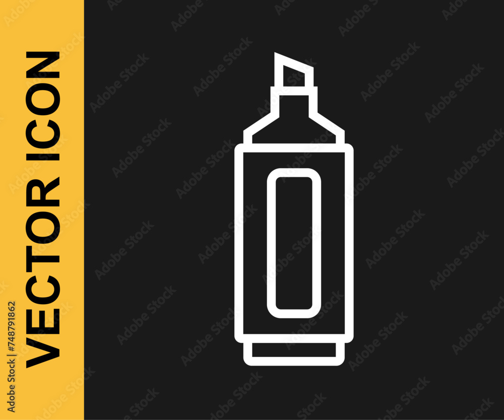 White line Marker pen icon isolated on black background. Vector White line Marker pen icon isolated on black background. Vector