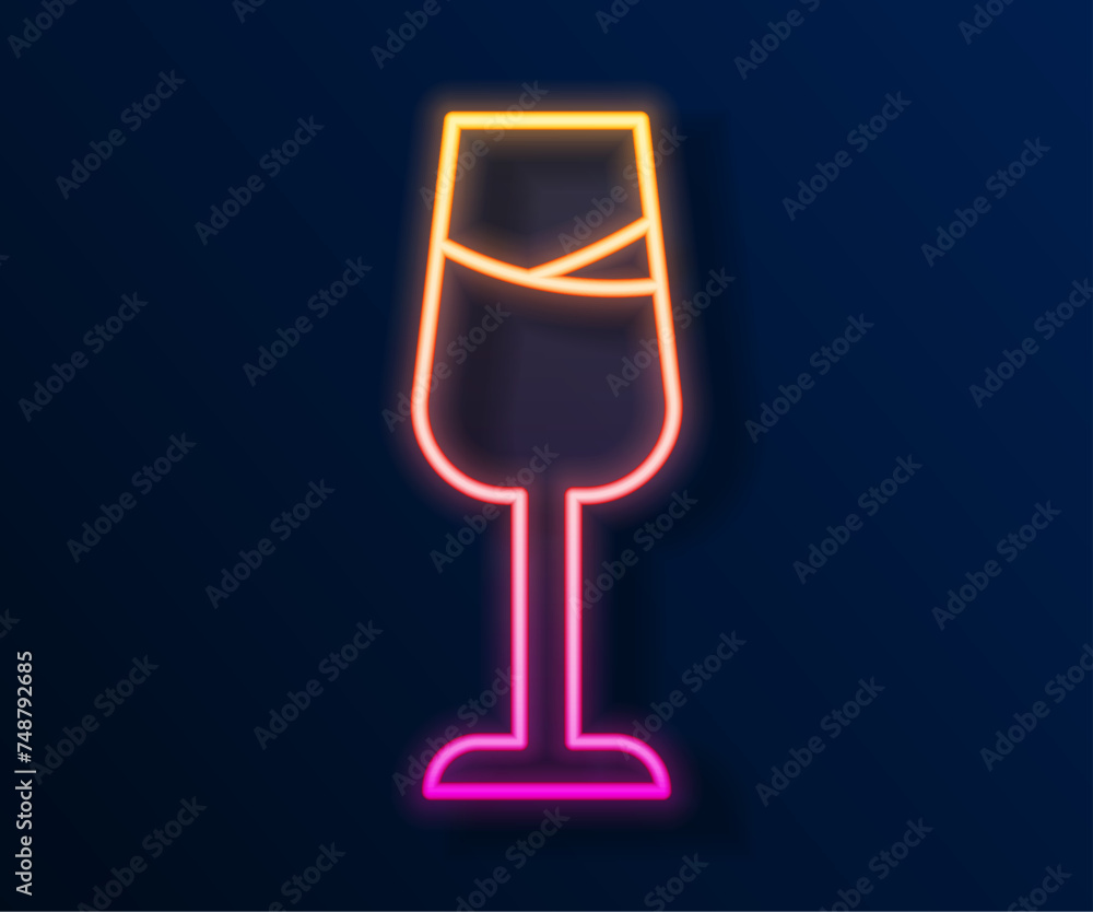 Glowing neon line Wine glass icon isolated on black background. Wineglass sign. Vector Glowing neon line Wine glass icon isolated on black background. Wineglass sign. Vector