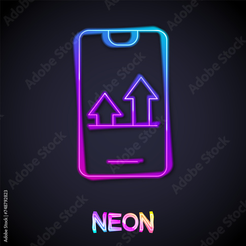 Glowing neon line Online sports betting icon isolated on black background. Sport bet bookmaker. Betting online make money. Vector