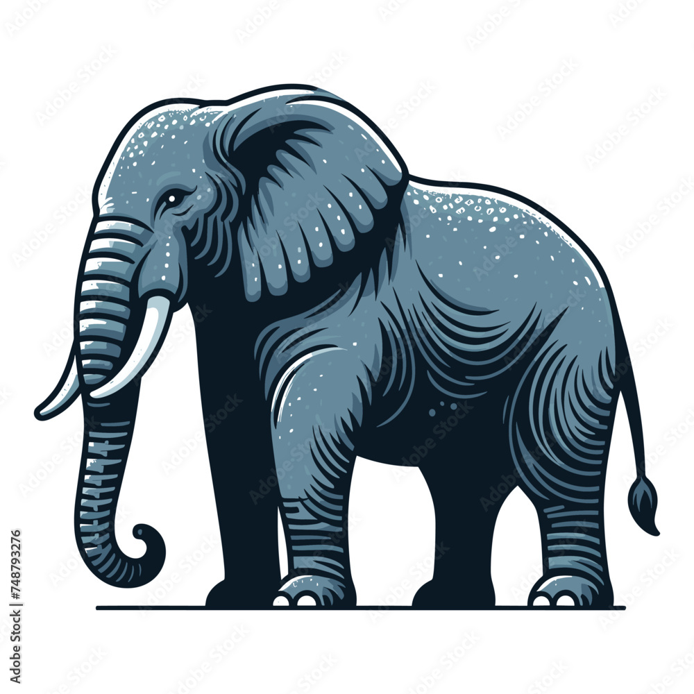 Fototapeta premium Elephant full body vector illustration, zoology illustration, African safari wild animal design template isolated on white background