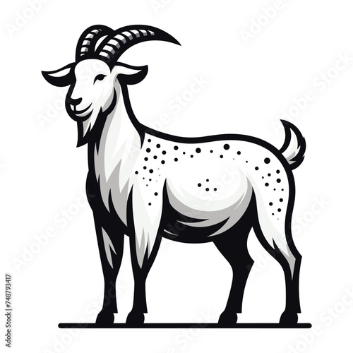 Goat full body vector illustration, farm pet, animal livestock, for butchery meat shop and dairy milk product, design template isolated on white background