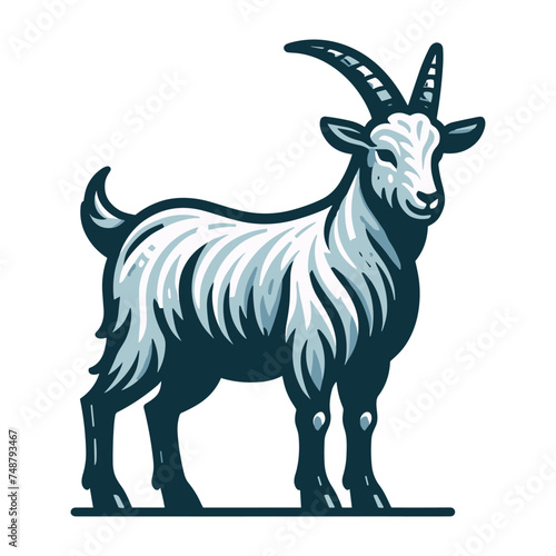 Goat full body vector illustration, farm pet, animal livestock, for butchery meat shop and dairy milk product, design template isolated on white background
