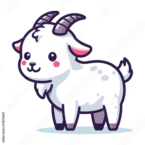 Cute goat full body cartoon mascot character vector illustration  funny adorable farm pet animal goat design template isolated on white background