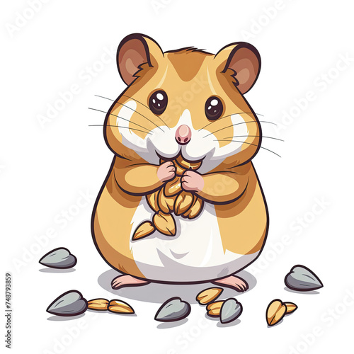 Hamster Eating Sunflower Seed Cartoon, Isolated Transparent Background Images