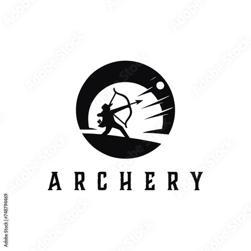 Archer Logo Designs concept, Archery Silhouette Logo designs vector, Archer Sport logo