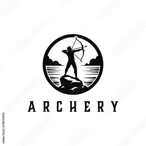 Archer Logo Designs concept, Archery Silhouette Logo designs vector, Archer Sport logo