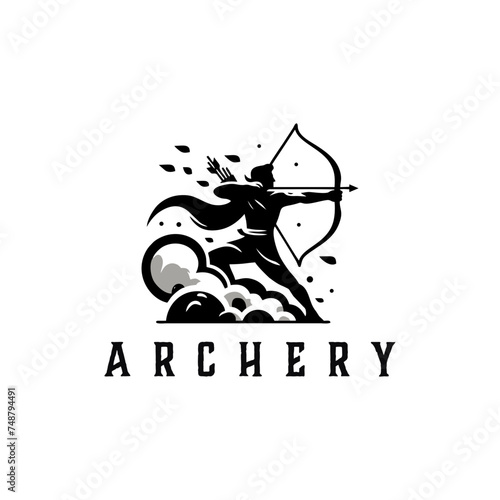 Archer Logo Designs concept, Archery Silhouette Logo designs vector, Archer Sport logo