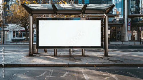 bus stop sign blank billboard on the street in a day