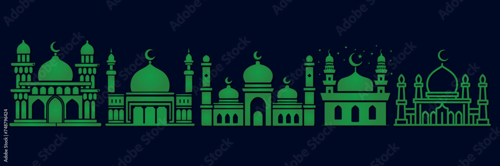 set of collection mosque vector design