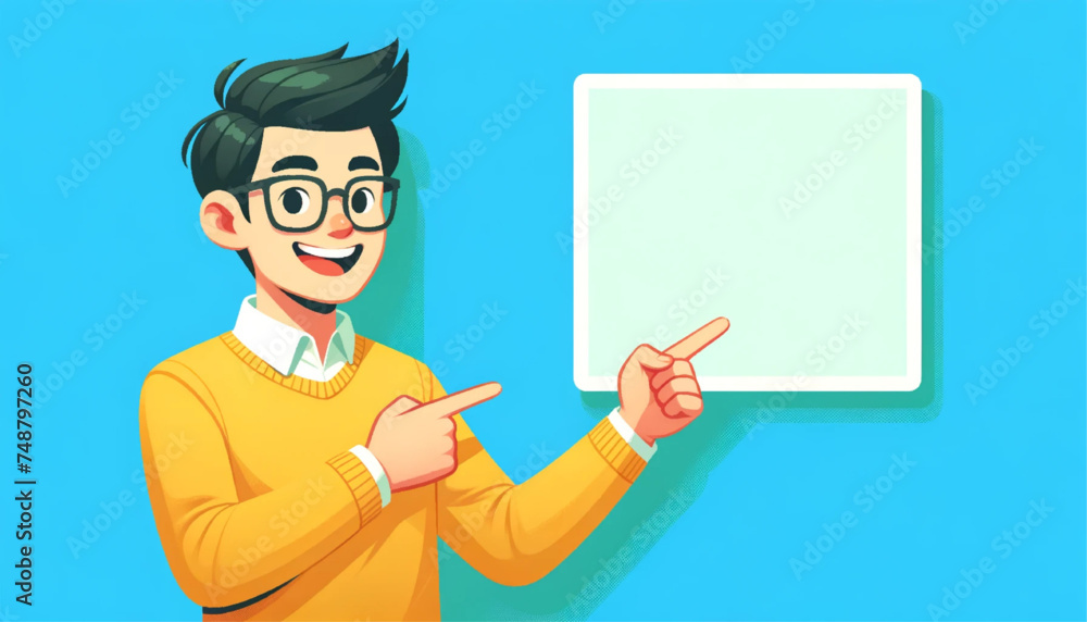 flat vector illustration of a caucasian man pointing a blank copy space flat vector illustration of a caucasian man pointing a blank copy space
