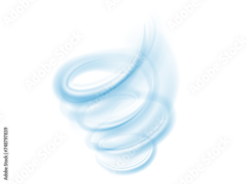 Blue wind swirls isolated Png and Vector. Realistic symbol of fresh air, winter weather.