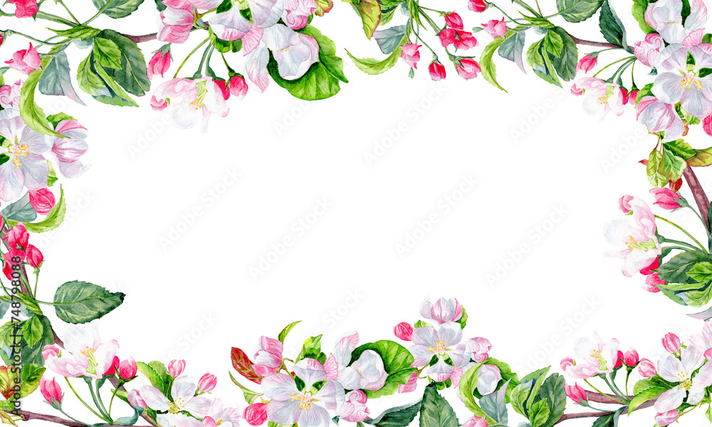 Lush spring Apple blooming Banner. Composition for Greeting cards or web-banners