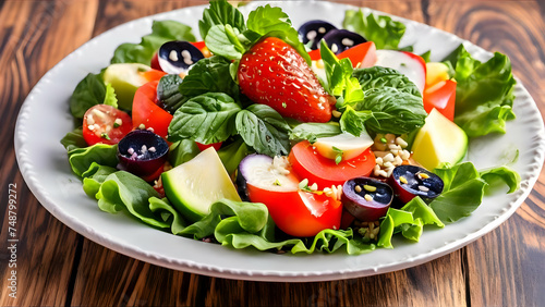 Salad, tomatoes, cucumber, lemon, salad leaves, diet, health, with cheese and tomatoes