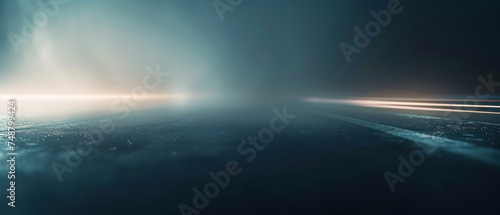 Moody and atmospheric background with horizontal light streaks and fog  suspenseful or futuristic themes