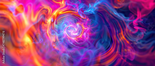 Psychedelic thermal imaging effect with swirling vivid colors, science or technology theme, high-resolution macro lens for clarity