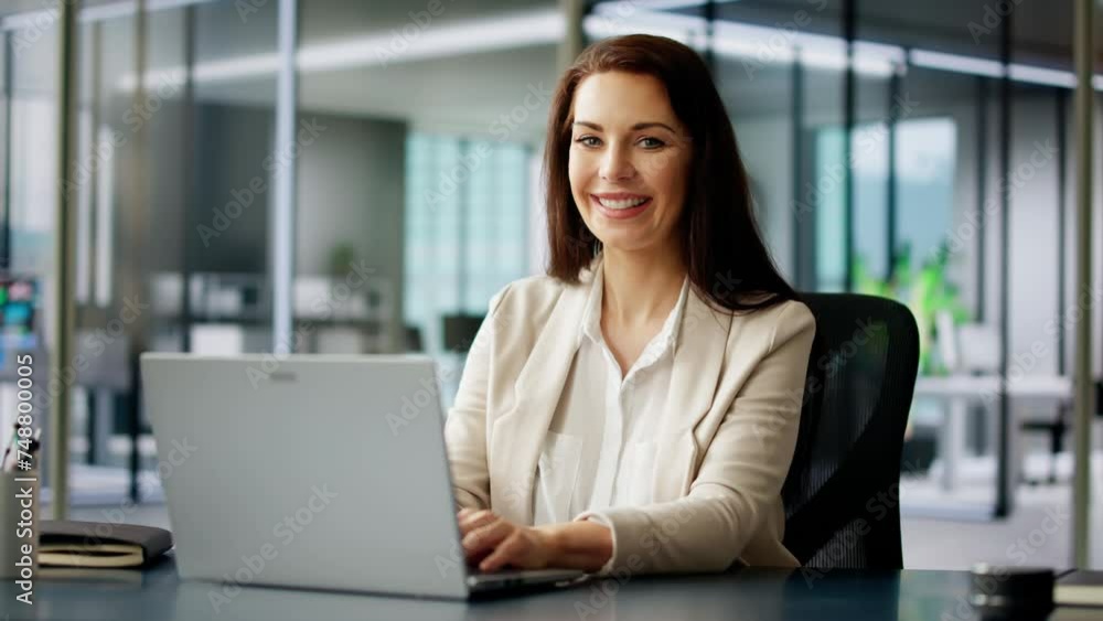 Happy Business Employee Desktop On Computer Happy Business Employee Desktop On Computer