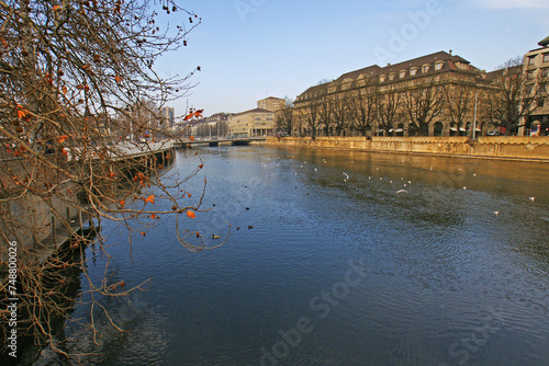 buildings of the historic part of the city of Zurich along the Limmat river