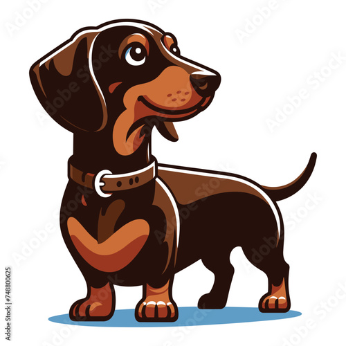 Cute adorable dachshund dog cartoon character vector illustration  funny pet animal dachshund puppy flat design mascot logo template isolated on white background