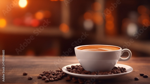 Cup of Coffee and Beans: Aromatic Morning Drink