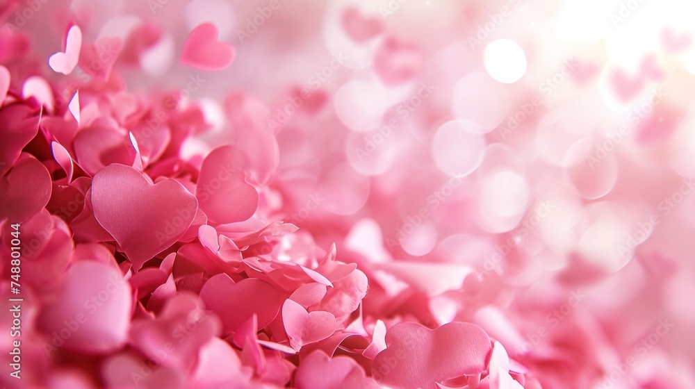 Obraz premium Pink rose petals white background. Romantic card background.