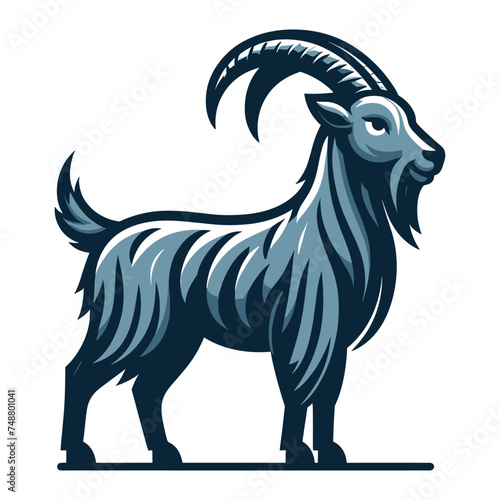 Goat full body vector illustration, farm pet, animal livestock, for butchery meat shop and dairy milk product, design template isolated on white background